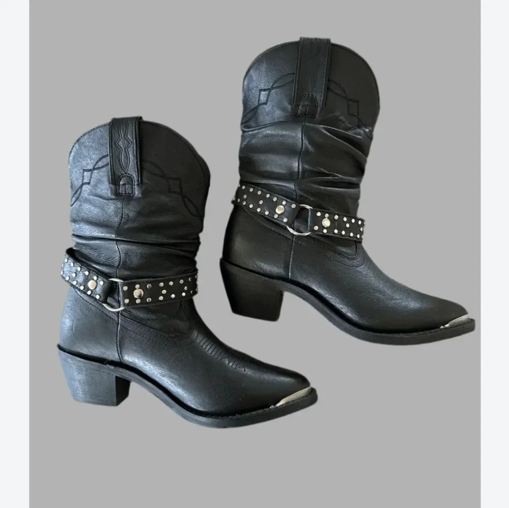 Shyanne Black Studded Western Boots